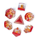 Fire Bear - 7 Piece Polyhedral Dice Set + Dice Bag - Bea DnD Games