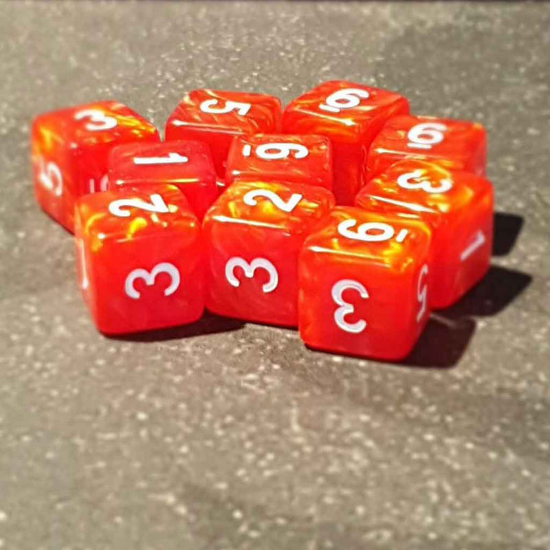 Fireball D6 Dice Set (9xd6) + Dice Bag - Bea DnD Games