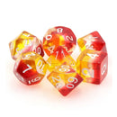 Flamestrike - 7 Piece Polyhedral Dice Set + Dice Bag - Bea DnD Games