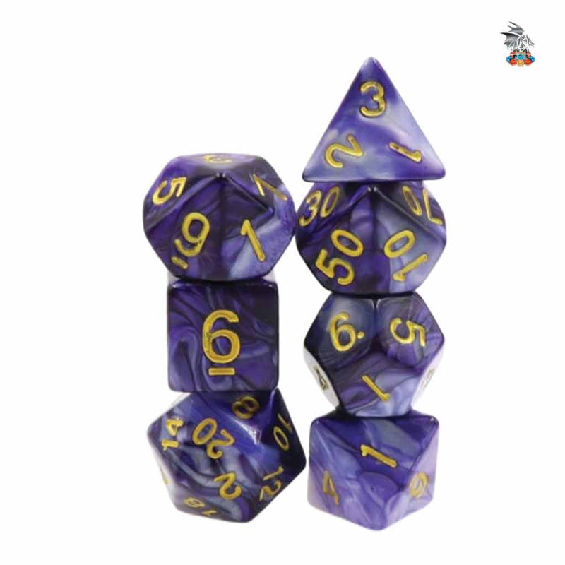Forbidden Fate - 7 Piece Polyhedral Dice Set + Dice Bag - Bea DnD Games