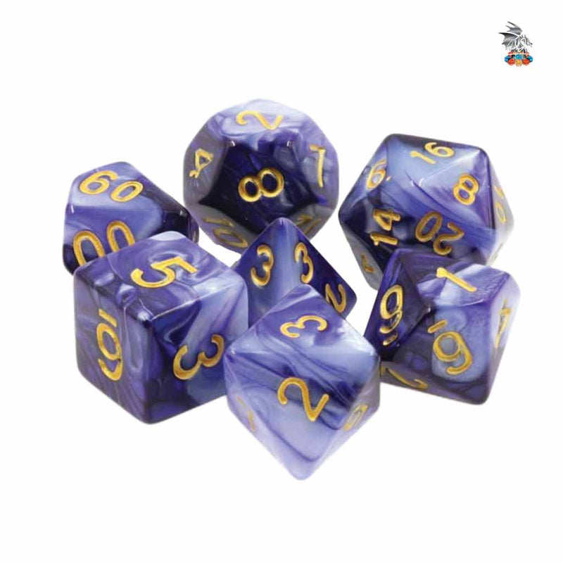 Forbidden Fate - 7 Piece Polyhedral Dice Set + Dice Bag - Bea DnD Games