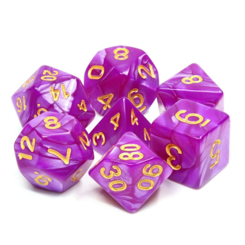 Foxglove - 7 Piece Polyhedral Dice Set + Dice Bag - Bea DnD Games