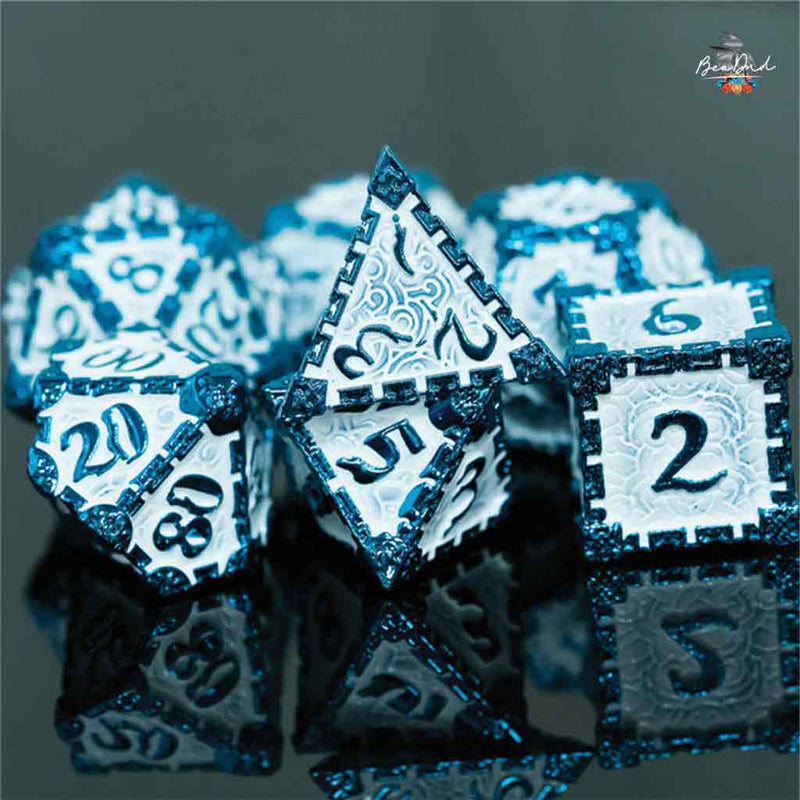 Frost Giant 7 Piece Metal Polyhedral Dice Set & Dice Case - Bea DnD Games