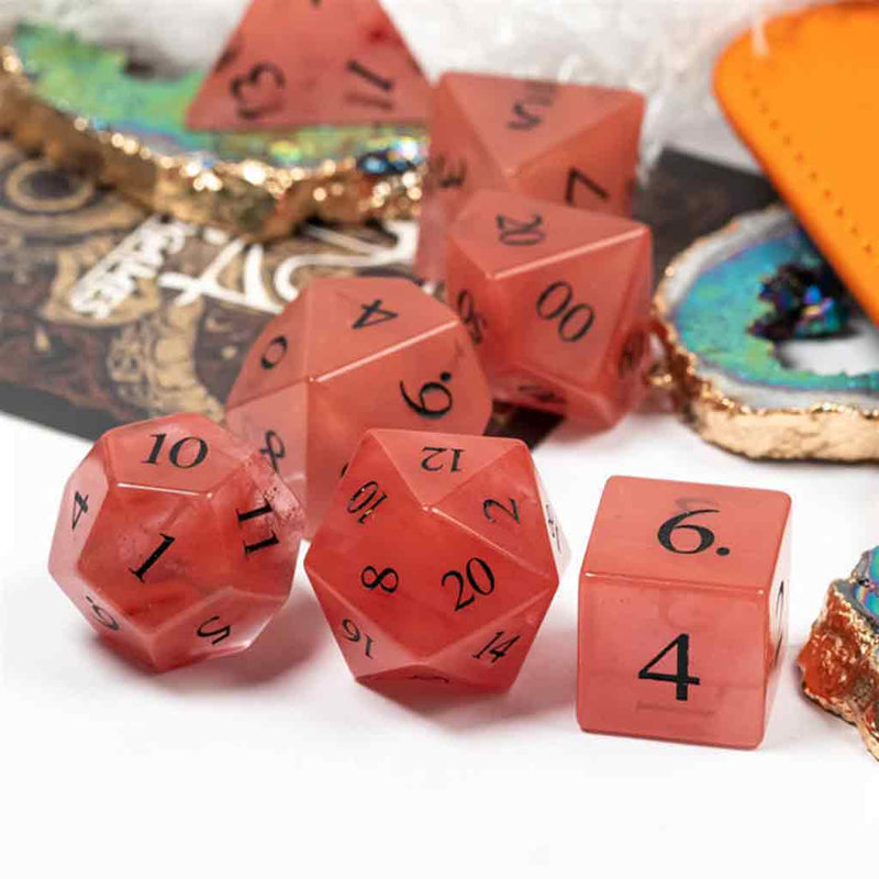 'Fruit of Life' Handcrafted Glass Dice Set & Dice Case - Bea DnD Games
