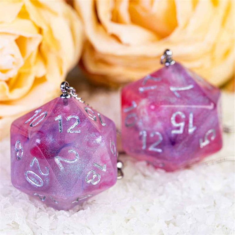 Galaxy D20 (Pink) Pendant Earrings - Bea DnD Games
