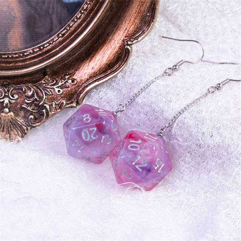 Galaxy D20 (Pink) Pendant Earrings - Bea DnD Games
