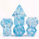 Glacial Fissure - Handcrafted Sharp Edge Dice Set & Dice Case - Bea DnD Games