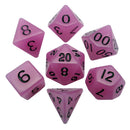 Glow Purple - Glow in the Dark 7 Piece Polyhedral Dice Set + Dice Bag - Bea DnD Games