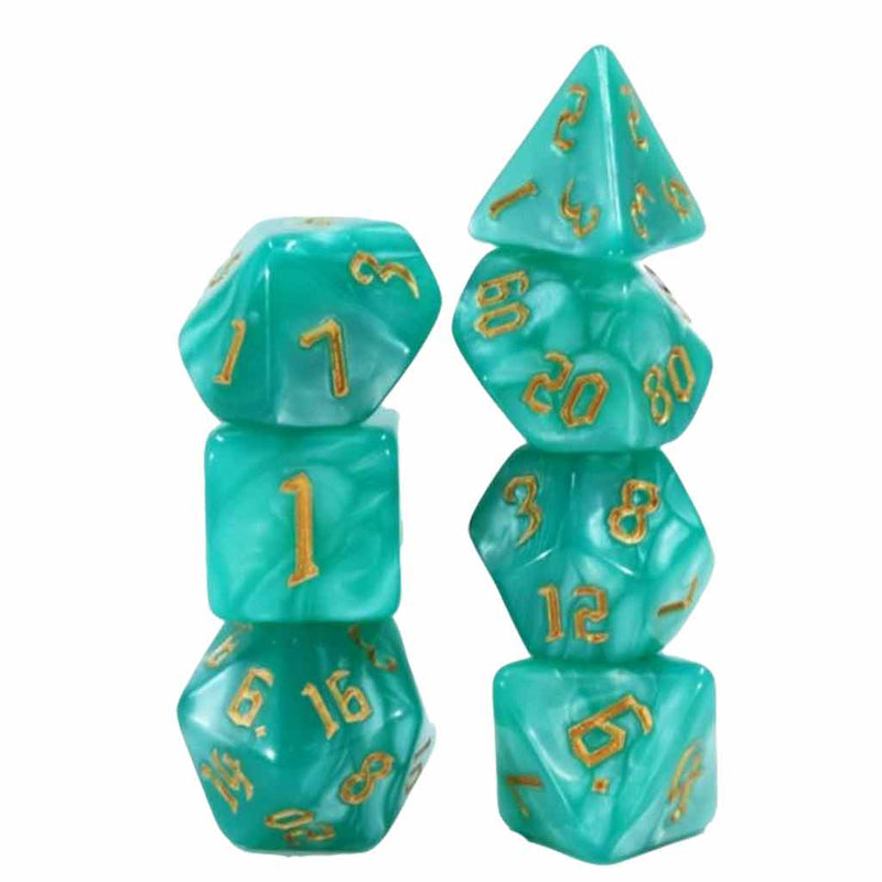 Gnome Stones - 7 Piece Runic Polyhedral Dice Set + Dice Bag - Bea DnD Games