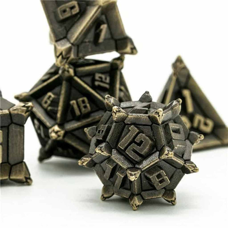 Goblin Grenade 7 Piece Metal Polyhedral Dice Set & Dice Case - Bea DnD Games