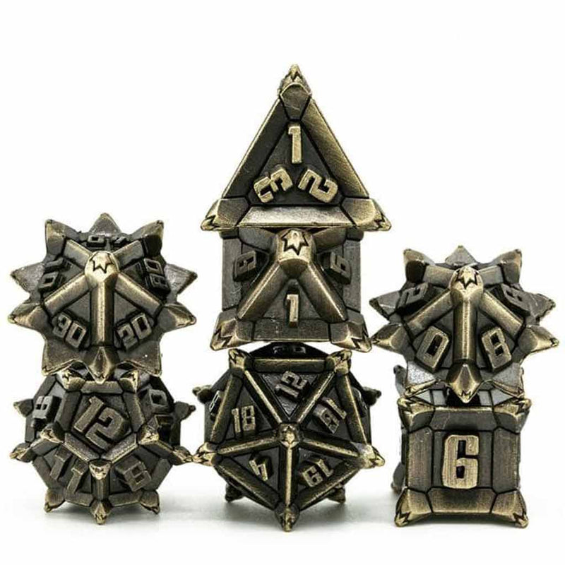 Goblin Grenade 7 Piece Metal Polyhedral Dice Set & Dice Case - Bea DnD Games