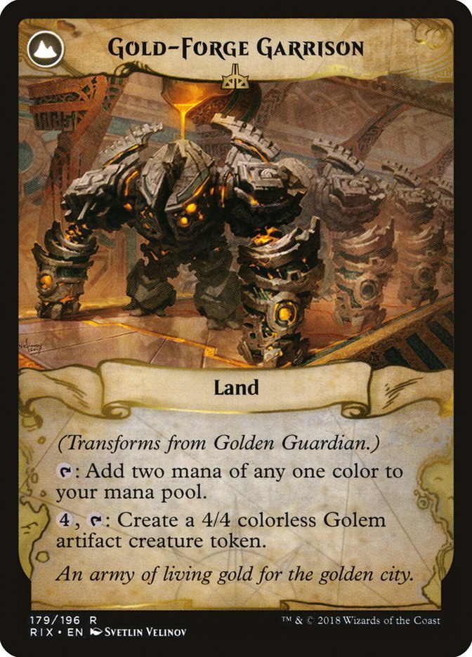 Golden Guardian // Gold-Forge Garrison [Rivals of Ixalan] - Bea DnD Games