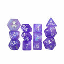 Grape Rock Candy 12 Piece Dice Set with Gold Ink + Dice Bag (Kraken Dice) - Bea DnD Games