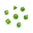 Green Flame - 7 Piece Polyhedral Dice Set + Dice Bag - Bea DnD Games