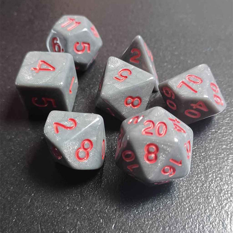 Grog's Rocks - 7 Piece Polyhedral Dice Set + Dice Bag - Bea DnD Games