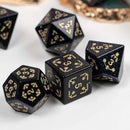 Harmonic Convergence Handcrafted Blue Goldstone Dice Set & Dice Case - Bea DnD Games