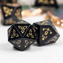 Harmonic Convergence Handcrafted Blue Goldstone Dice Set & Dice Case - Bea DnD Games