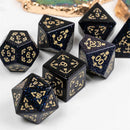 Harmonic Convergence Handcrafted Blue Goldstone Dice Set & Dice Case - Bea DnD Games