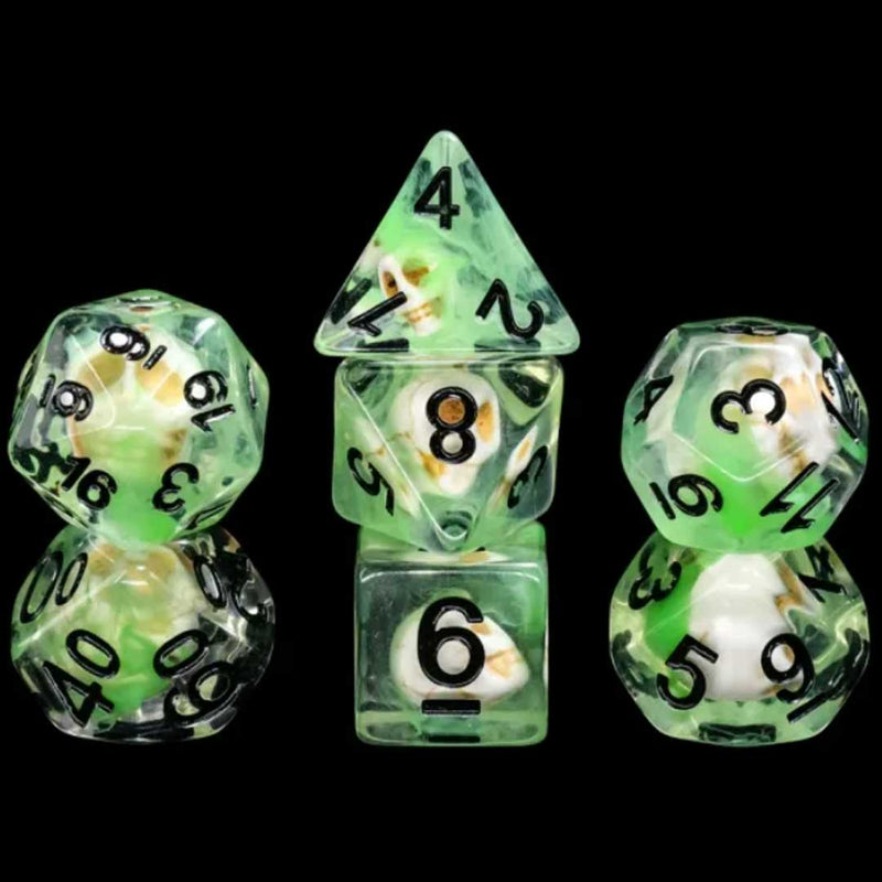 Haunted Swamp - 7 Piece Polyhedral Dice Set + Dice Bag - Bea DnD Games