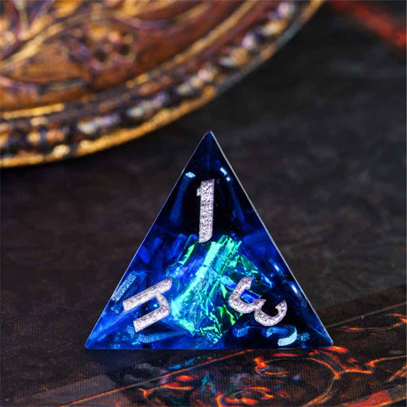 Heart of the Ocean Handcrafted Sharp Edge Dice Set & Dice Case - Bea DnD Games