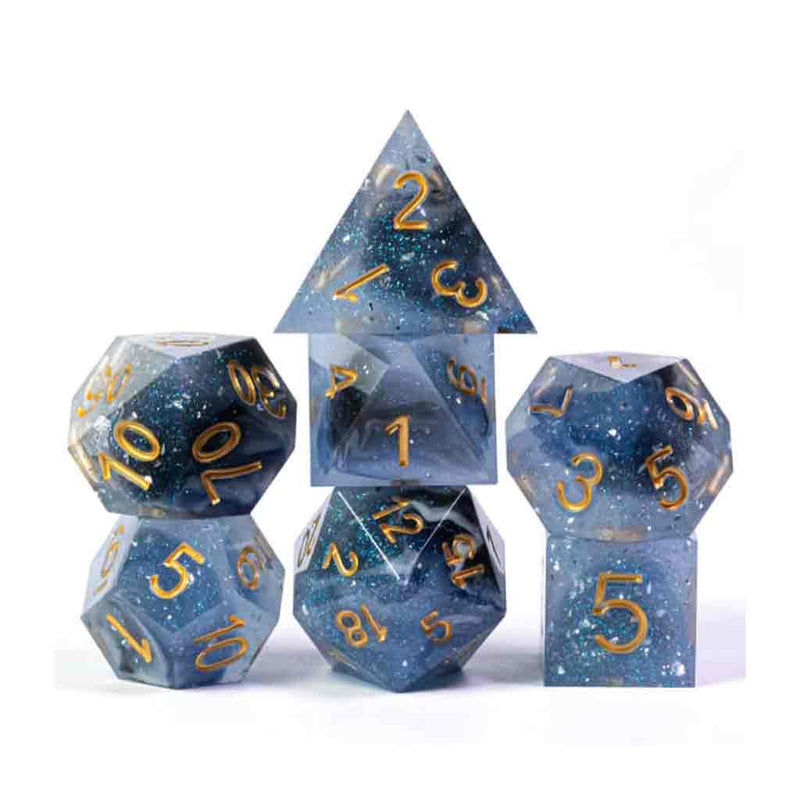 Heavenly Storms Handcrafted Sharp Edge Dice Set & Dice Case - Bea DnD Games