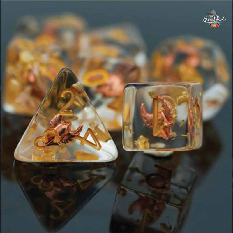 Helm of Radiance - 7 Piece Polyhedral Dice Set + Dice Bag - Bea DnD Games