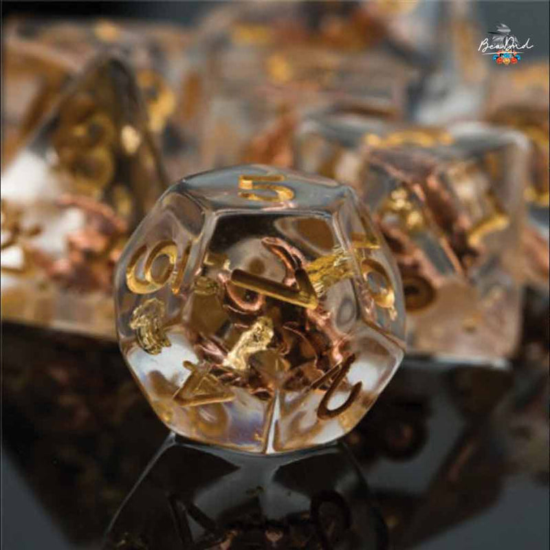 Helm of Radiance - 7 Piece Polyhedral Dice Set + Dice Bag - Bea DnD Games