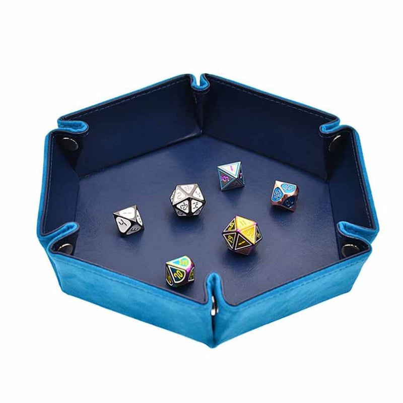 Hexagon Dice Tray - Blue - Bea DnD Games