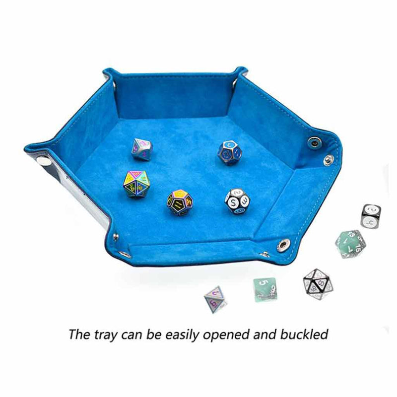 Hexagon Dice Tray - Blue - Bea DnD Games