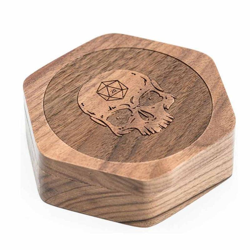 Hexagon (Walnut) Wooden Dice Box - Bea DnD Games