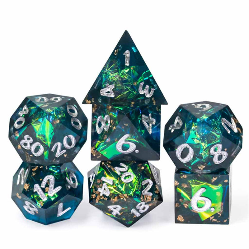 Hidden Secrets Handcrafted Sharp Edge Dice Set & Dice Case - Bea DnD Games