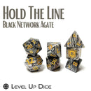 'Hold The Line' - Black Network Agate Handcrafted Gemstone Dice by Level Up Dice - Bea DnD Games