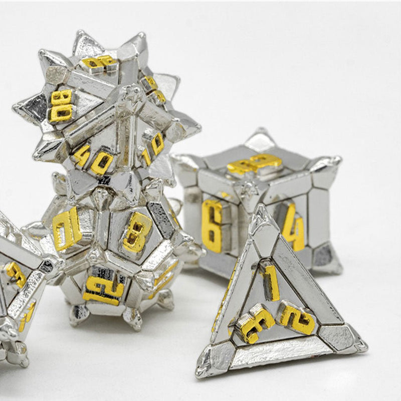 Holy Handgrenade 7 Piece Metal Polyhedral Dice Set & Dice Case - Bea DnD Games
