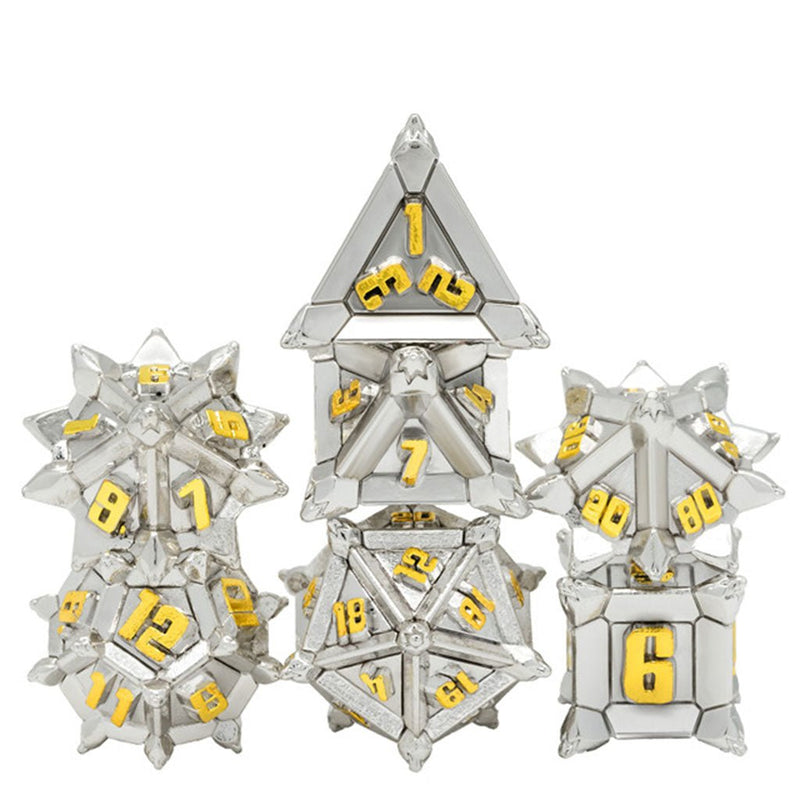 Holy Handgrenade 7 Piece Metal Polyhedral Dice Set & Dice Case - Bea DnD Games
