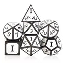 Holy Shield 7 Piece Metal Polyhedral Dice Set & Dice Case - Bea DnD Games