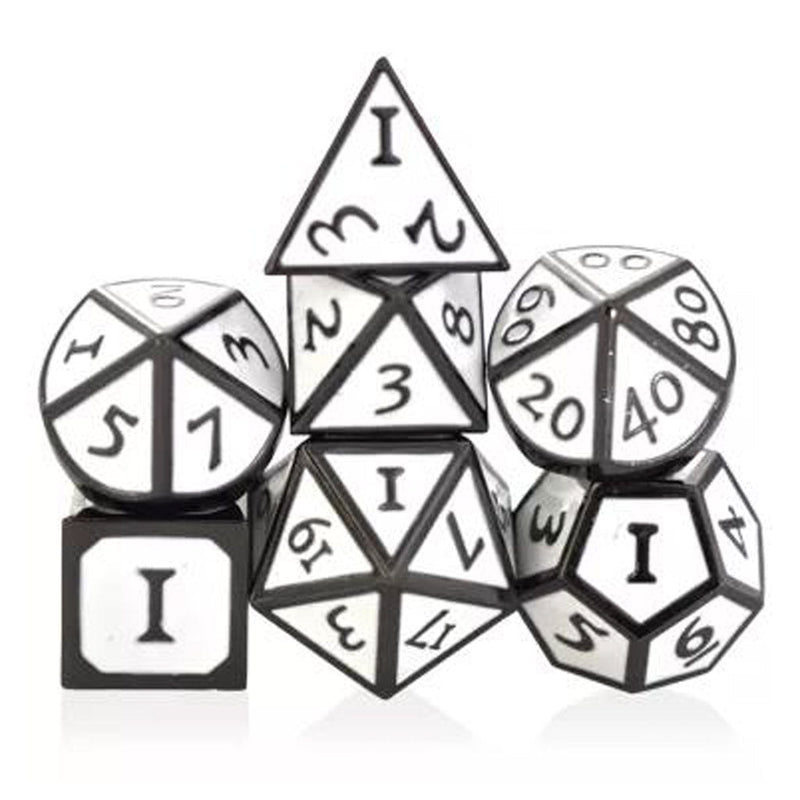 Holy Shield 7 Piece Metal Polyhedral Dice Set & Dice Case - Bea DnD Games