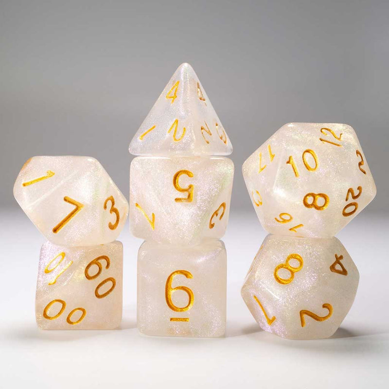 Holy Smite - 7 Piece Polyhedral Dice Set + Dice Bag - Bea DnD Games