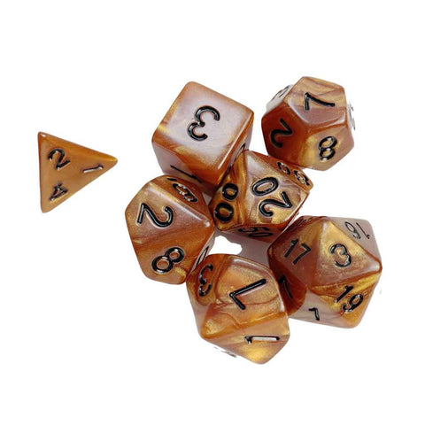 Hot Chocolate - 7 Piece Polyhedral Dice Set + Dice Bag - Bea DnD Games