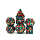 Hydra Skin 7 Piece Metal Polyhedral Dice Set & Dice Case - Bea DnD Games