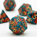 Hydra Skin 7 Piece Metal Polyhedral Dice Set & Dice Case - Bea DnD Games