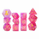 Hydrangea 12PC Glimmer RPG Dice Set with Gold Ink + Dice Bag (Kraken Dice) - Bea DnD Games