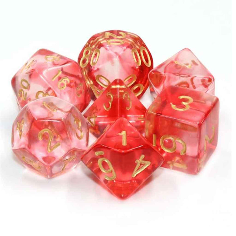 I See A Red Door - 7 Piece Polyhedral Dice Set + Dice Bag - Bea DnD Games