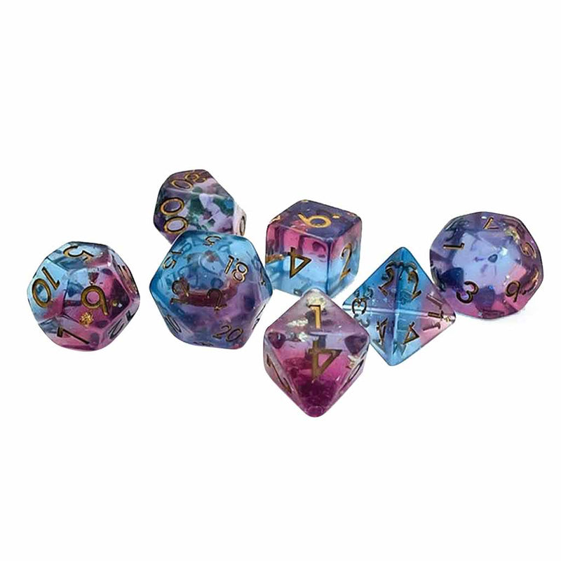 Infinite Cosmos - 7 Piece Polyhedral Dice Set + Dice Bag - Bea DnD Games