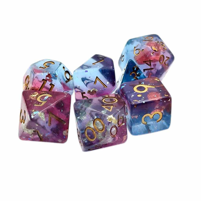 Infinite Cosmos - 7 Piece Polyhedral Dice Set + Dice Bag - Bea DnD Games