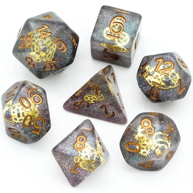 Intergalactic Artificer - 7 Piece Polyhedral Dice Set + Dice Bag - Bea DnD Games