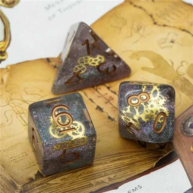 Intergalactic Artificer - 7 Piece Polyhedral Dice Set + Dice Bag - Bea DnD Games