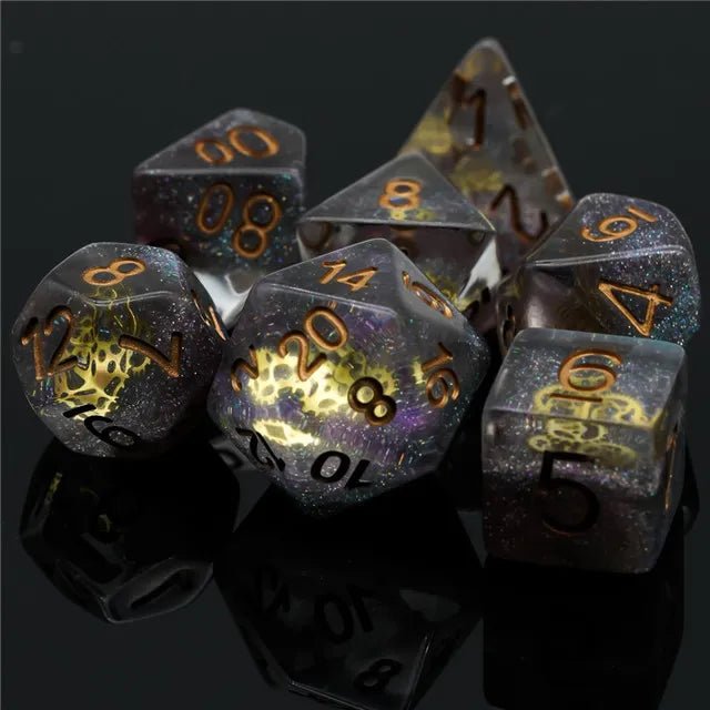 Intergalactic Artificer - 7 Piece Polyhedral Dice Set + Dice Bag - Bea DnD Games