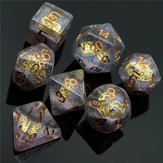 Intergalactic Artificer - 7 Piece Polyhedral Dice Set + Dice Bag - Bea DnD Games