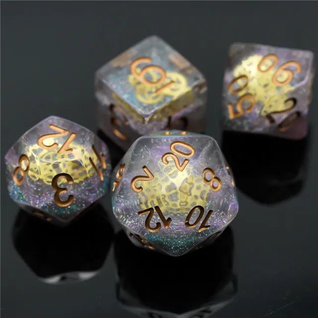 Intergalactic Artificer - 7 Piece Polyhedral Dice Set + Dice Bag - Bea DnD Games
