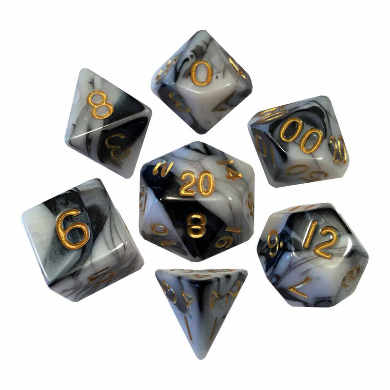Iron Monk - 7 Piece Polyhedral Dice Set + Dice Bag - Bea DnD Games